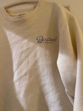 Barstool Golf Men’s Crewneck Sweatshirt in Cream